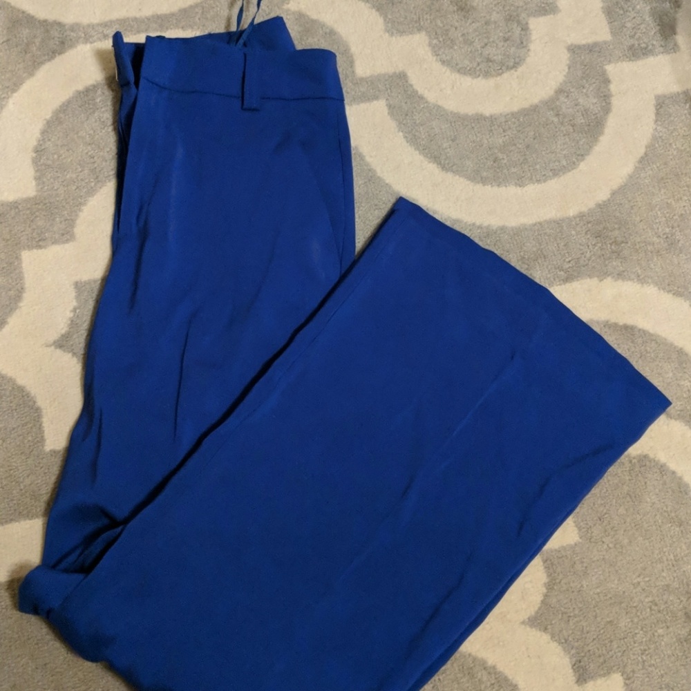 Blue wide leg dress pants